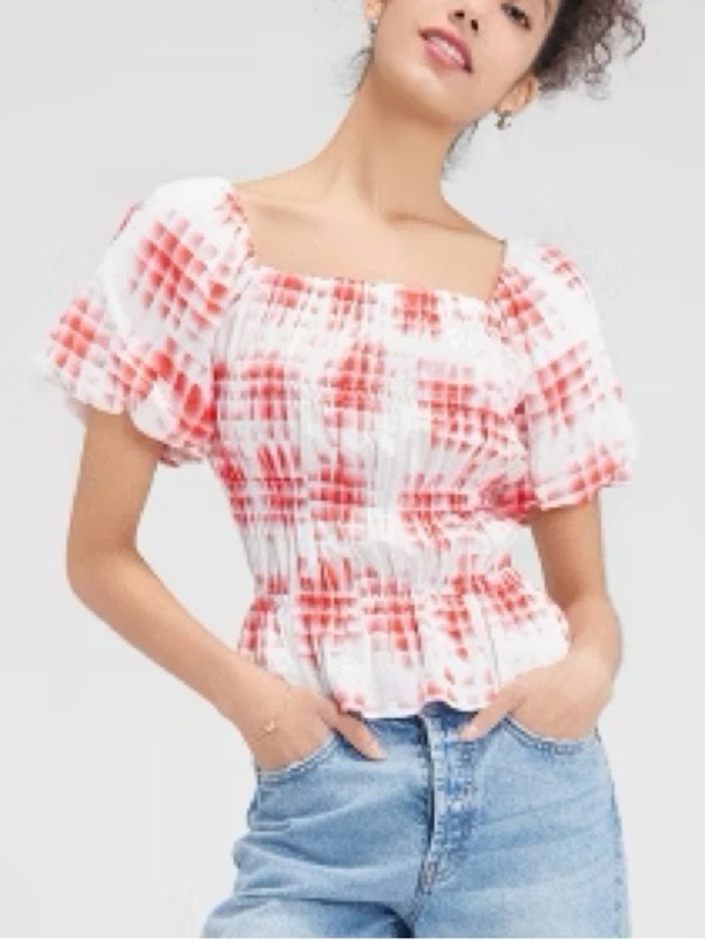 Wild Fable Smocked Square-Neck Puff Sleeve Top